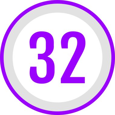 Number 32 icon. flat vector illustration