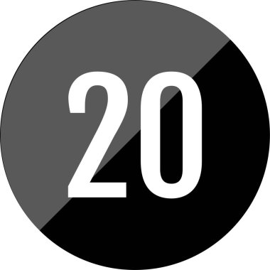 Number 20 icon. flat vector illustration
