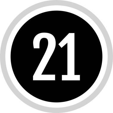 Number 21 icon. flat vector illustration