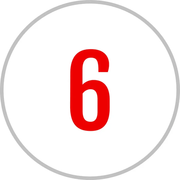 Matemáticas Número Seis Botón Redondo Con Número — Archivo Imágenes Vectoriales