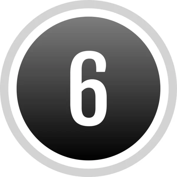Matemática Número Seis Botão Redondo Com Número — Vetor de Stock