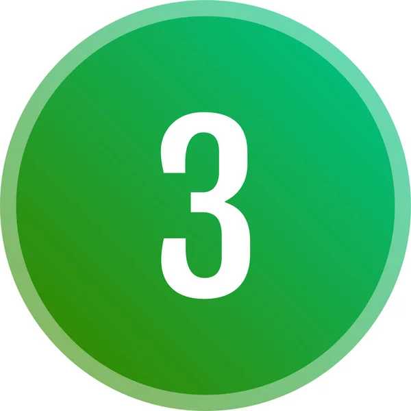 Botón Redondo Con Número Ilustración Gráfica Del Número Tres — Vector de stock