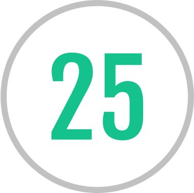 Number 25 icon. flat vector illustration