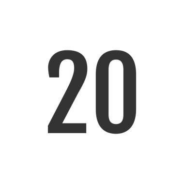 Number 20 icon. flat vector illustration