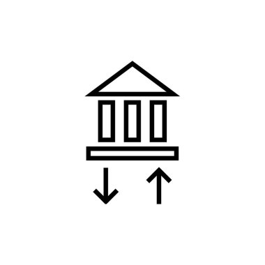 Banka simgesi vektörü web ve mobil uygulama tasarımınız için beyaz arkaplanda izole edildi, para logosu kavramı