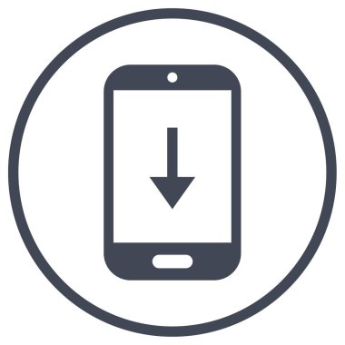 mobil uygulama vektör simgesi. biçim iki renkli düz sembol, kobalt ve gri renkler, beyaz açılar, beyaz arkaplan. 