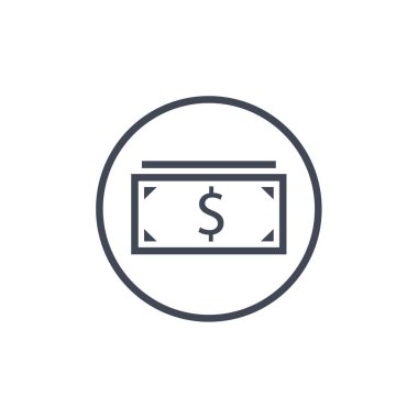 Dolar simgesi. Para konsepti. Beyaz arkaplanda doğrusal vektör çizimi. 