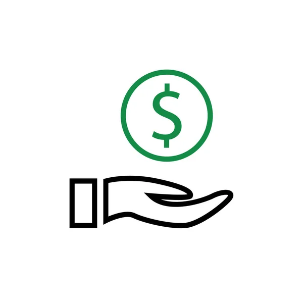 Рука Тримає Іконку Грошей Вектор Знак Долара Ізольована Символьна Ілюстрація — стоковий вектор