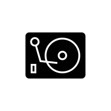 Müzik notası simgesi olan vinil disk. düz vektör. 