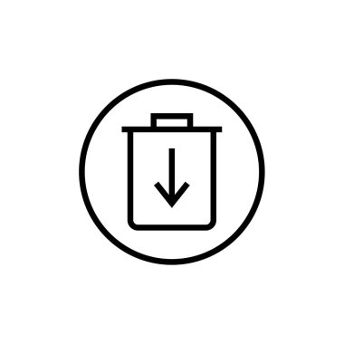 Çöp kutusu, çöp simgesi basit vektör illüstrasyonu