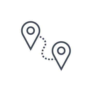 GPS navigasyon pin çizgisi simgesi. Mobil konsept ve web tasarımı için doğrusal biçim işareti. Navigasyon konumu belirleyici ana hatları simgesi, vektör illüstrasyonu. sembol illüstrasyonu 