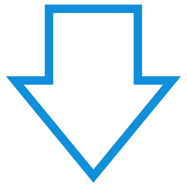 箭头向下矢量图标 风格是轮廓象形文字符号 平滑蓝色 白色背景 — 图库矢量图片