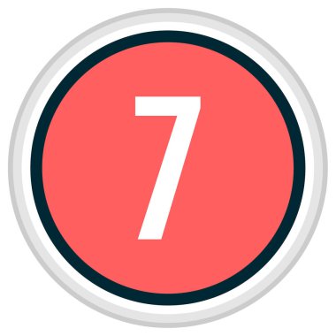  Beyaz arkaplanda izole edilmiş yedi numara simgesi