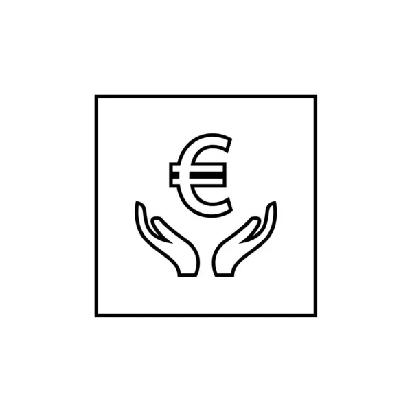 Main Tenant Euro Argent Symbole Icône Vectoriel Illustration Design — Image vectorielle