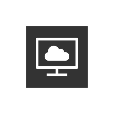 Web ve mobil uygulama tasarımınız için beyaz arkaplanda izole edilmiş bulut bilgisayar simgesi vektörü, dizüstü bilgisayar logosu konsepti