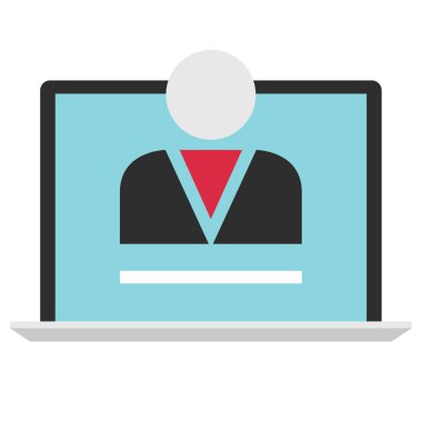 bilgisayar ekranı düz simgesi beyaz arkaplan, vektör, illüstrasyon üzerinde izole 