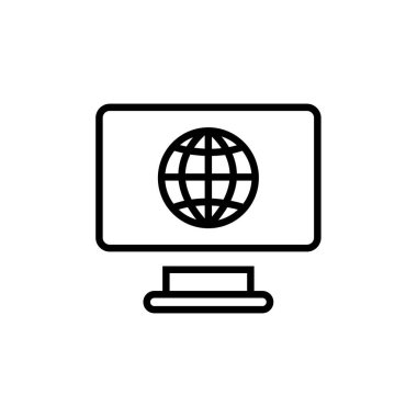 bilgisayar izleyici vektör çizgisi simgesi. 