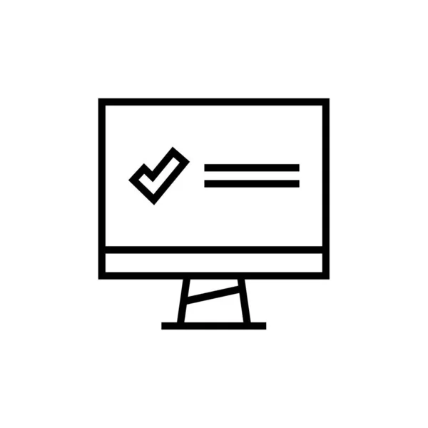 Monitor Ordenador Con Icono Marca Verificación Ilustración Vectorial — Archivo Imágenes Vectoriales