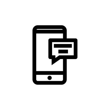 Konuşma baloncukları çizgisi biçim vektör çizimi tasarımı olan akıllı telefon 