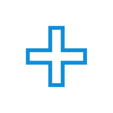 Tıbbi haç simgesi. mavi renk izole illüstrasyon 