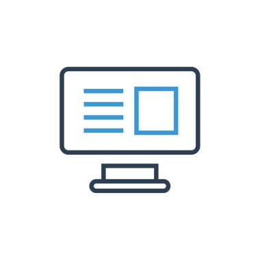 Bilgisayar basit düz simge, ana hatlı vektör illüstrasyonunu izler 