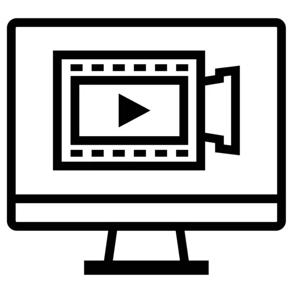 Videoplayer Auf Computer Vektor Symbol — Stockvektor