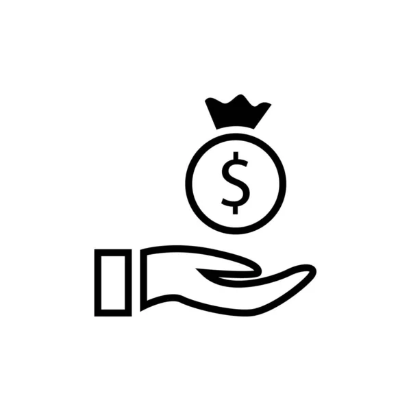 Hand Dollar Bag Icon Vector Illustration — Stock Vector