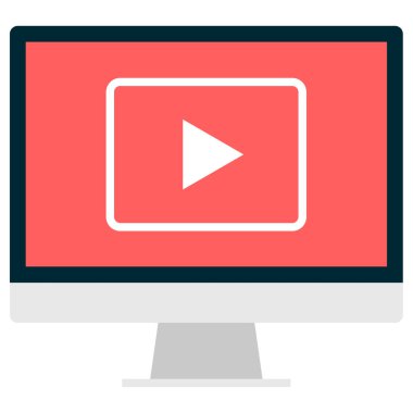 YouTube basit simge vektör illüstrasyonu, video, ortam konsepti  