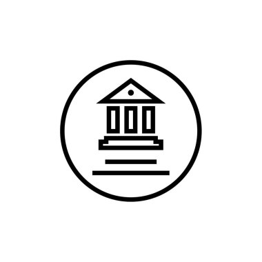 Banka simgesi vektörü web ve mobil uygulama tasarımınız için beyaz arkaplanda izole edildi, para logosu kavramı