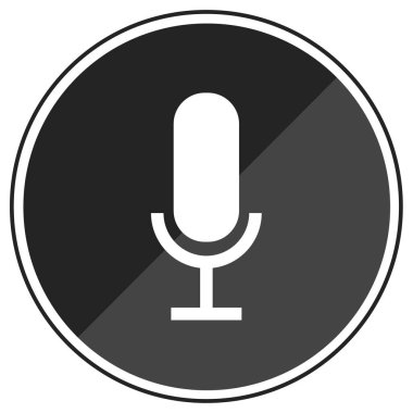 Beyaz arkaplanda siyah tarzda izole edilmiş mikrofon simgesi. vektör illüstrasyonu