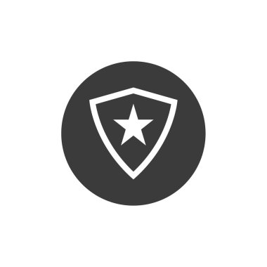 Ağ ve mobil uygulama tasarımınız için beyaz arkaplanda izole edilmiş kalkan simgesi vektörü, rozet logosu konsepti