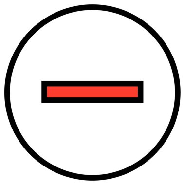 Eksi vektör simgesi, basit ve minimalist düz çizim, negatif çizgi sembolü
