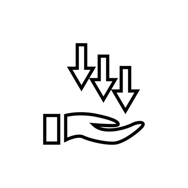 矢印アイコンベクトルで手 手タッチサイン 孤立した輪郭記号図 — ストックベクタ
