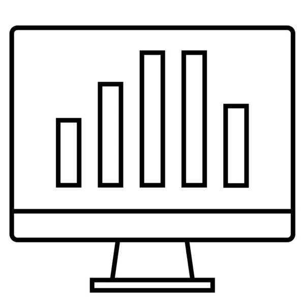 Stock vector computer monitor with statistics line style icon 