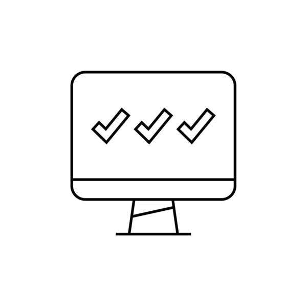Computer Monitor Check Mark Icon Vector Illustration — Stock Vector