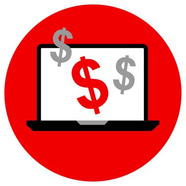 dizüstü bilgisayar ve dolar işaretleri, vektör çizimi