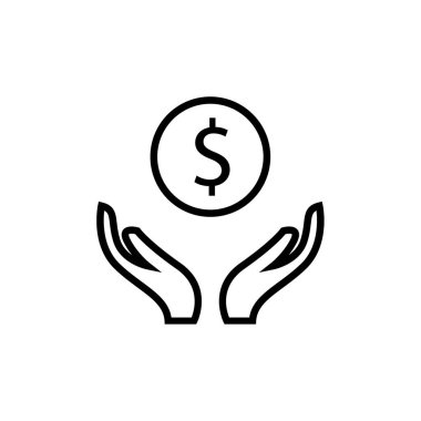 Eller madeni para simgesi, vektör illüstrasyonu 