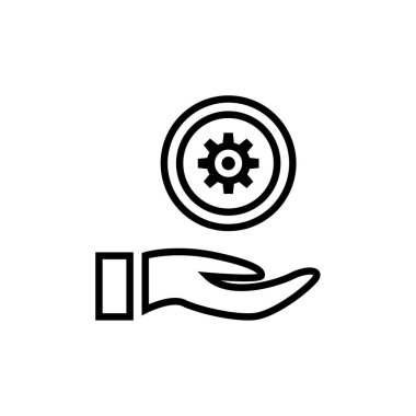 Teçhizat ve anahtar simgesi ile el 