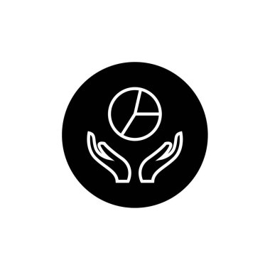Bir daire simgesini tutan elin vektör illüstrasyonu