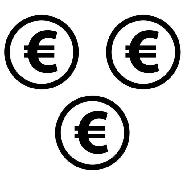 Euro Coins Vector Icon Style Flat Symbol Black Color Rounded — Stock Vector