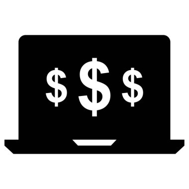 çevrimiçi bankacılık vektörü glyph düz simgesi 