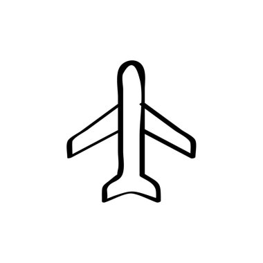 Web ve mobil uygulama tasarımınız, uçak logosu konseptiniz için beyaz arkaplanda izole edilmiş uçak simgesi vektörü