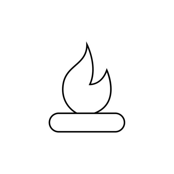 白地に孤立した輪郭線で火のアイコンを燃やす 炎のシンボル — ストックベクタ