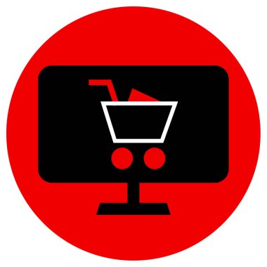 Alışveriş arabası simgesi, vektör illüstrasyonu, düz tasarım 