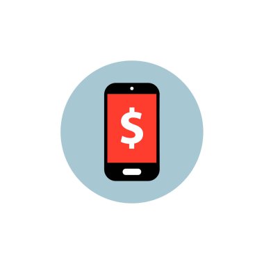 Para simgesi olan akıllı telefon, düz tasarım 