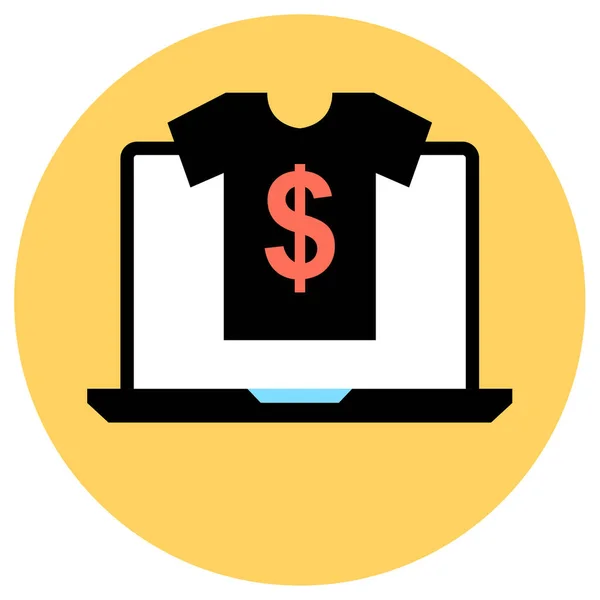 Para Shirt Çevrimiçi Ikon Vektör Illüstrasyonu — Stok Vektör