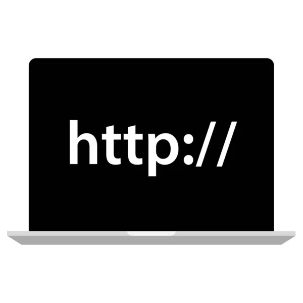 Ikona Strony Internetowej Http Laptopie Izolowanym Białym Tle — Wektor stockowy