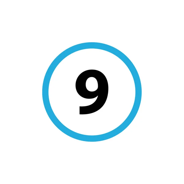 Número Nueve Icono Vector Ilustración — Vector de stock