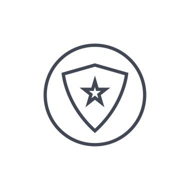 Kalkan vektör simgesi. kalkan düz çizgi sembolü. 