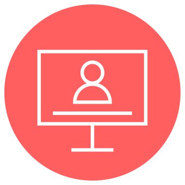 Bilgisayar basit düz simge, ana hatlı vektör illüstrasyonunu izler 